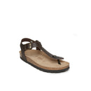 Tongs Leon Oiled Leather Dark Brown - Femme