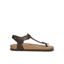 Tongs Leon Oiled Leather Dark Brown - Femme