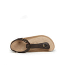Tongs Leon Oiled Leather Dark Brown - Femme