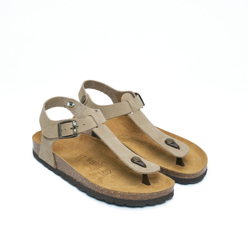 Tongs Leon Nubuck Taupe - Femme