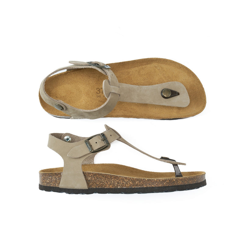 Tongs Leon Nubuck Taupe - Femme