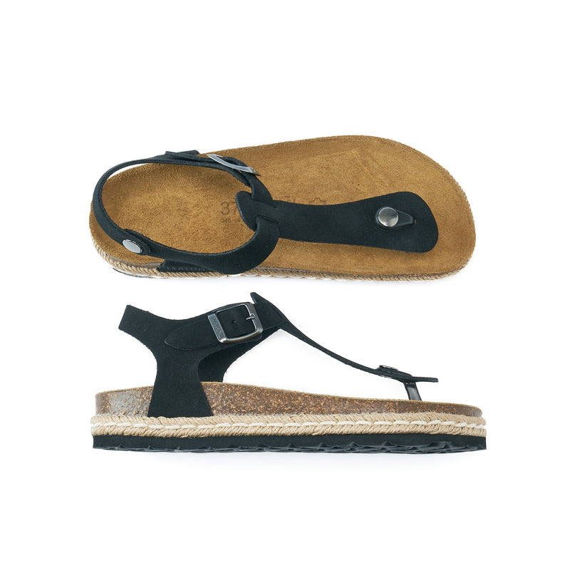 Tongs Leon Suede Black - Femme