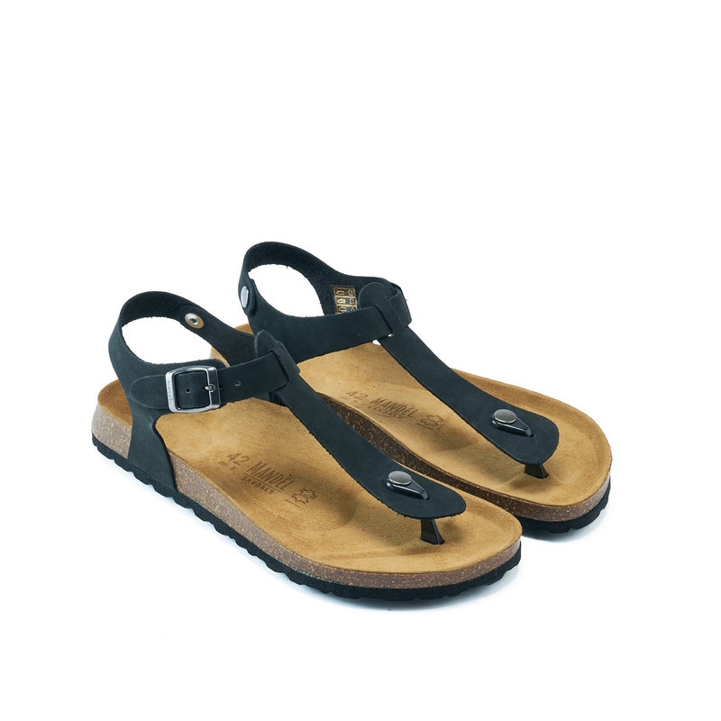 Leon Nubuck Black Flip Flops - Men