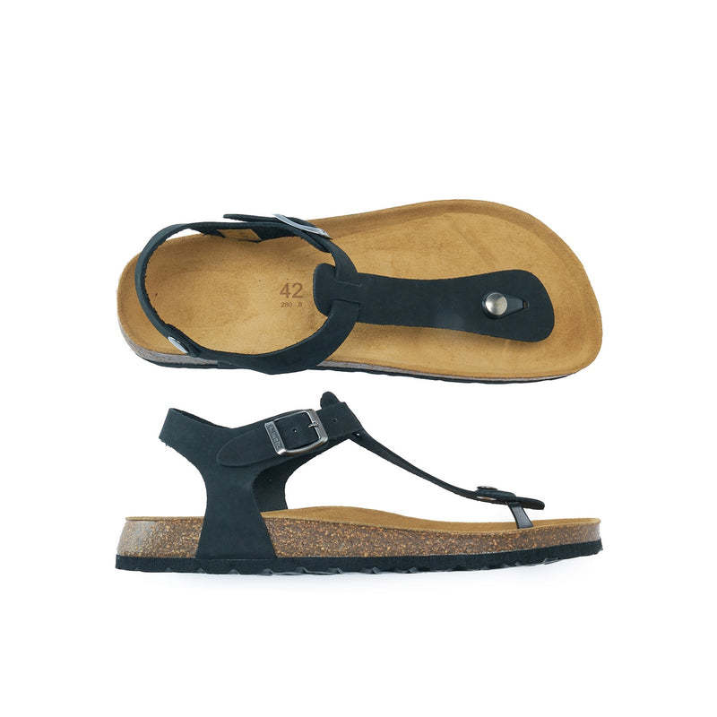 Leon Nubuck Black Flip Flops - Men