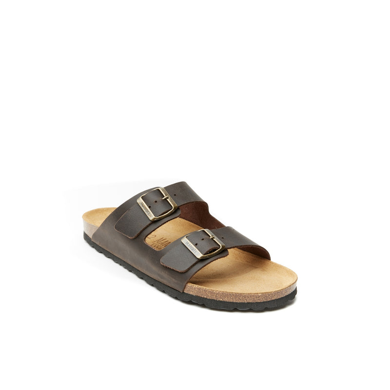 Alberto Oiled Leather Dark Brown Sandals - Men