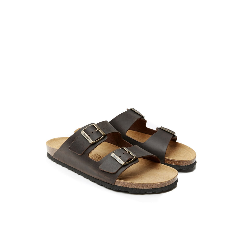 Alberto Oiled Leather Dark Brown Sandals - Men