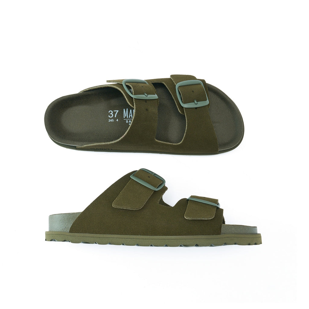 Ana Suede Moss Green Sandals - Women