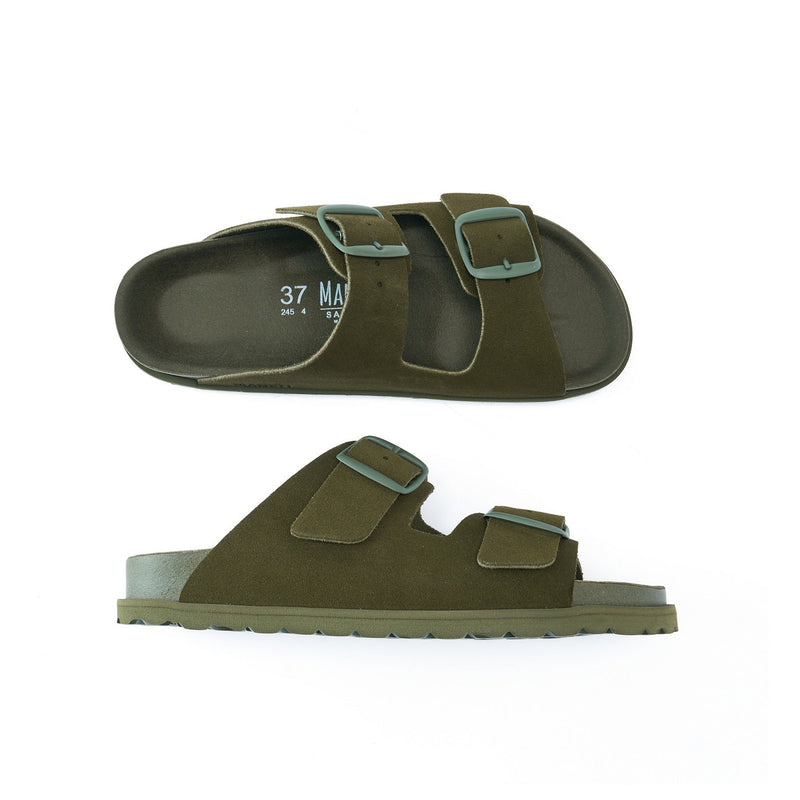 Mandel - Ana Suede Moss Green Sandals - Women's