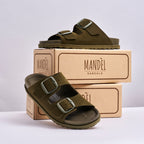Ana Suede Moss Green Sandals - Women