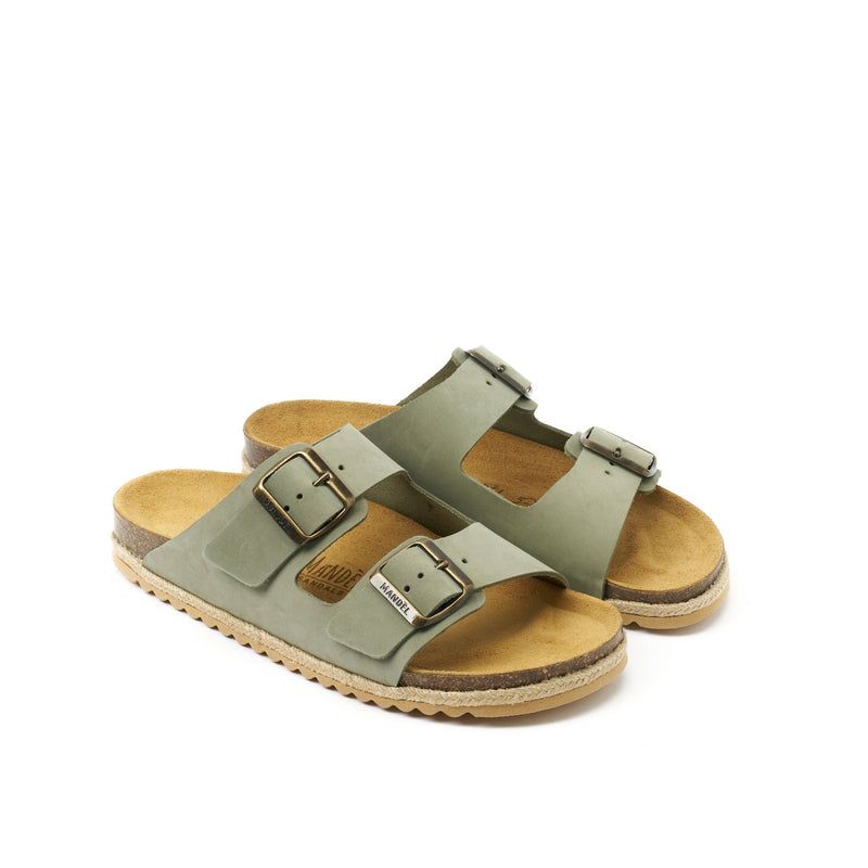 Alberto Nubuck Olive Green Clogs - Women