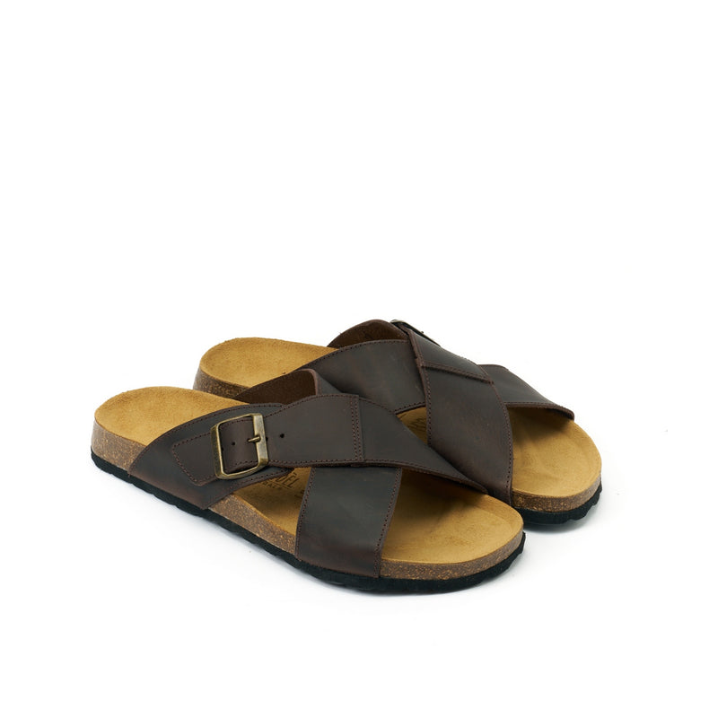 Ramon Oiled Leather Dark Brown Clogs - Men's