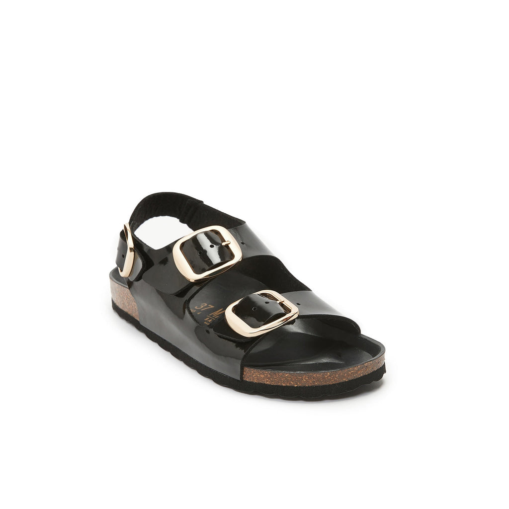 Carlos Big Buckle Patent Black - Women