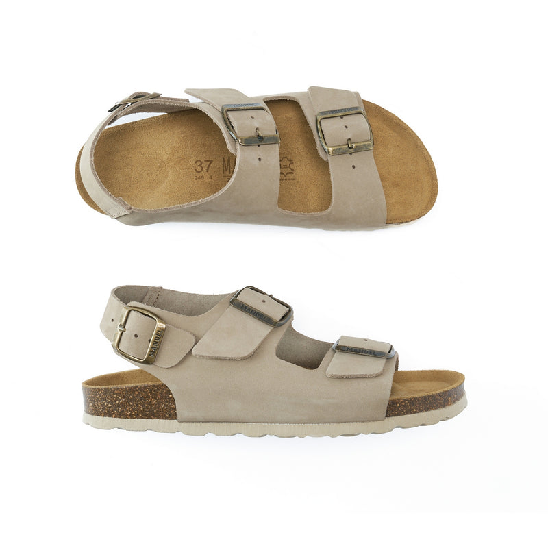 Carlos Big Buckle Nubuck Taupe - Women's