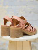 Sandalias tacón celeste - Rosa - Mujer