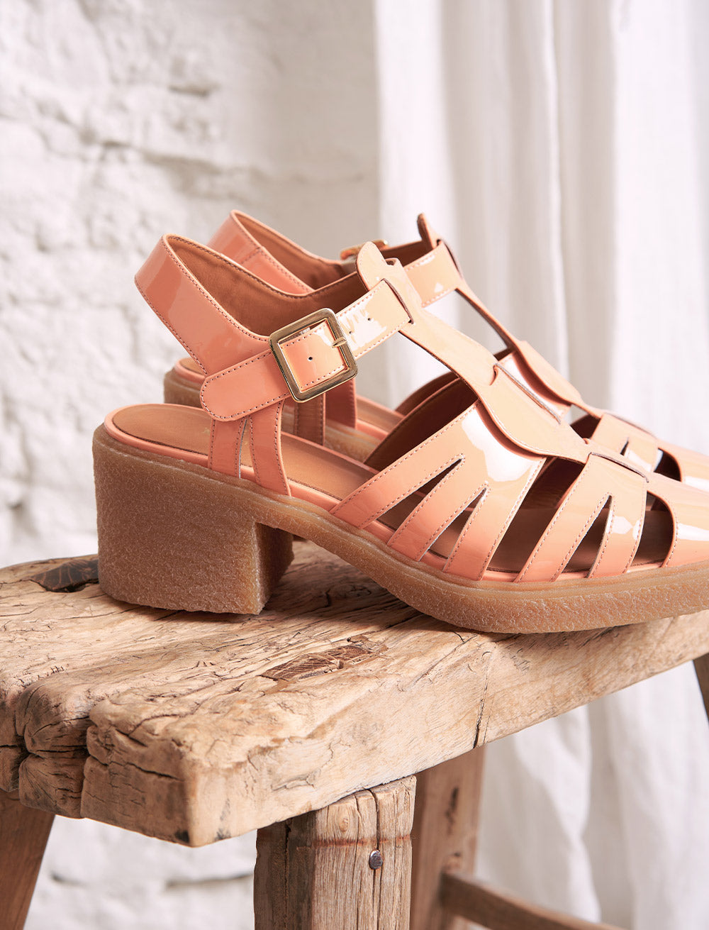 Céleste Heeled Sandals - Peach Patent - Women