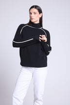 Jersey de cuello alto en contraste Megan - Negro y blanco - Mujer