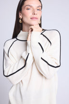 Contrast High Neck Jumper Megan - White and Black - Women