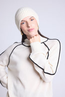 Pull Col Montant Contraste Megan - Blanc Et Noir - Femme