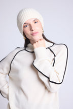 Contrast High Neck Jumper Megan - White and Black - Women