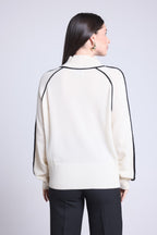 Contrast High Neck Jumper Megan - White and Black - Women