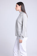 Jersey con cuello alto en contraste Megan - Gris y blanco - Mujer
