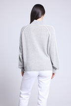 Jersey Cuello Alto Contraste Megan - Gris Y Blanco - Mujer
