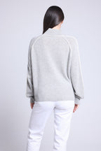 Pull Col Montant Contraste Megan - Gris Et Blanc - Femme