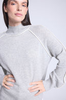 Jersey con cuello alto en contraste Megan - Gris y blanco - Mujer