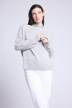 Jersey Cuello Alto Contraste Megan - Gris Y Blanco - Mujer