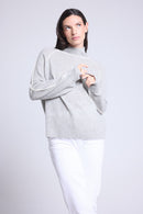 Jersey con cuello alto en contraste Megan - Gris y blanco - Mujer