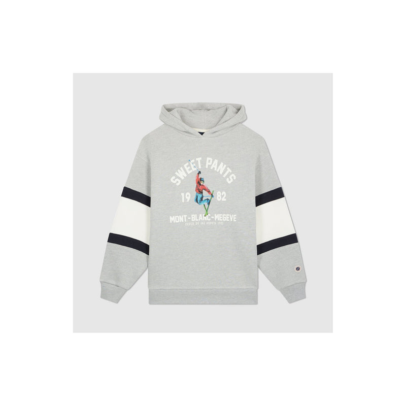Sweet Pants - Hooded Sweatshirt with Sleeve Bands - Gray Marl - Unisex