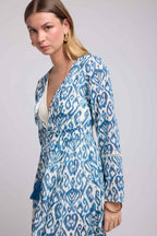 Vestido largo de manga larga - Azul
