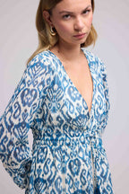 Vestido largo de manga larga - Azul