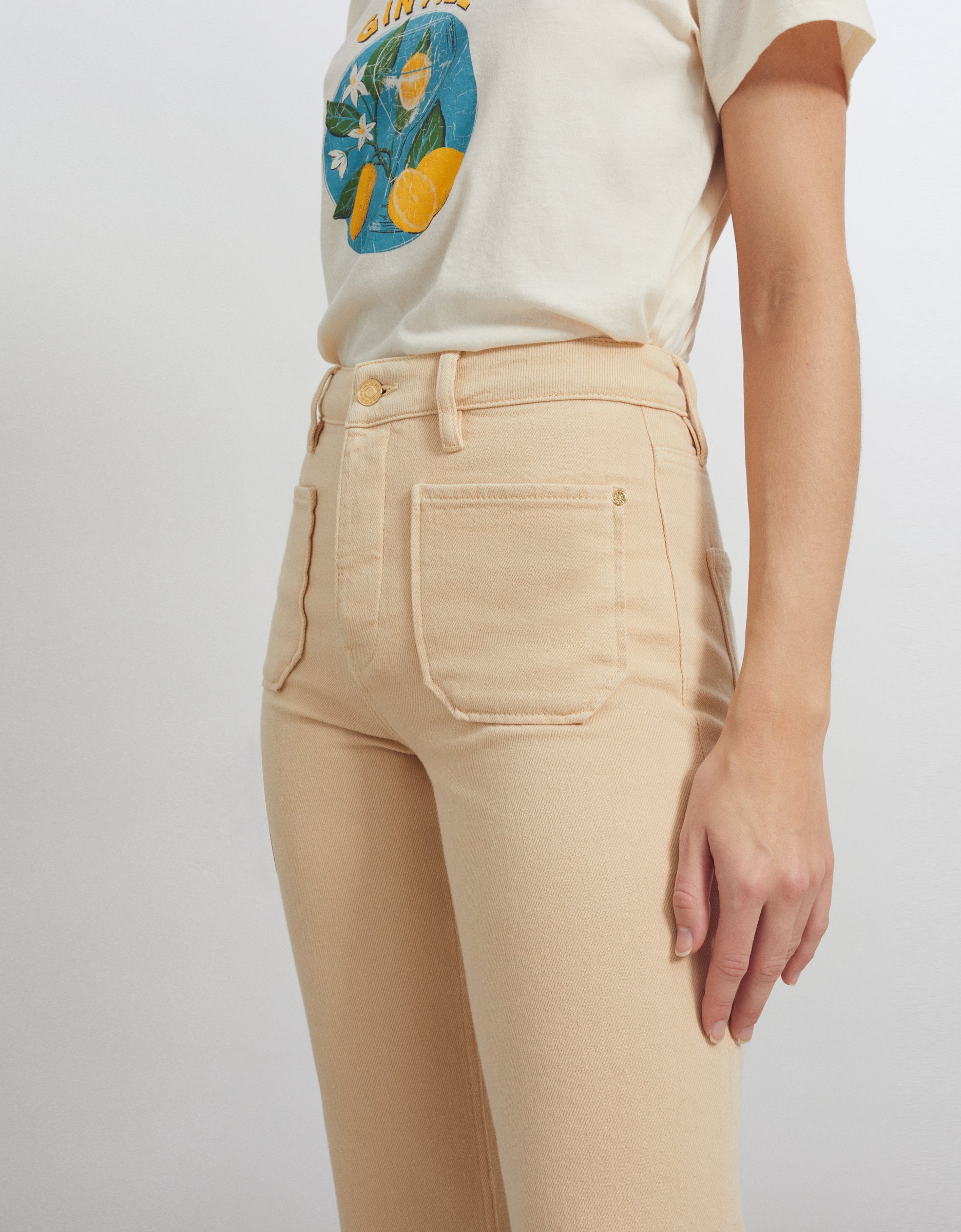 Mercy Color Straight Trousers - Light Sand - Women
