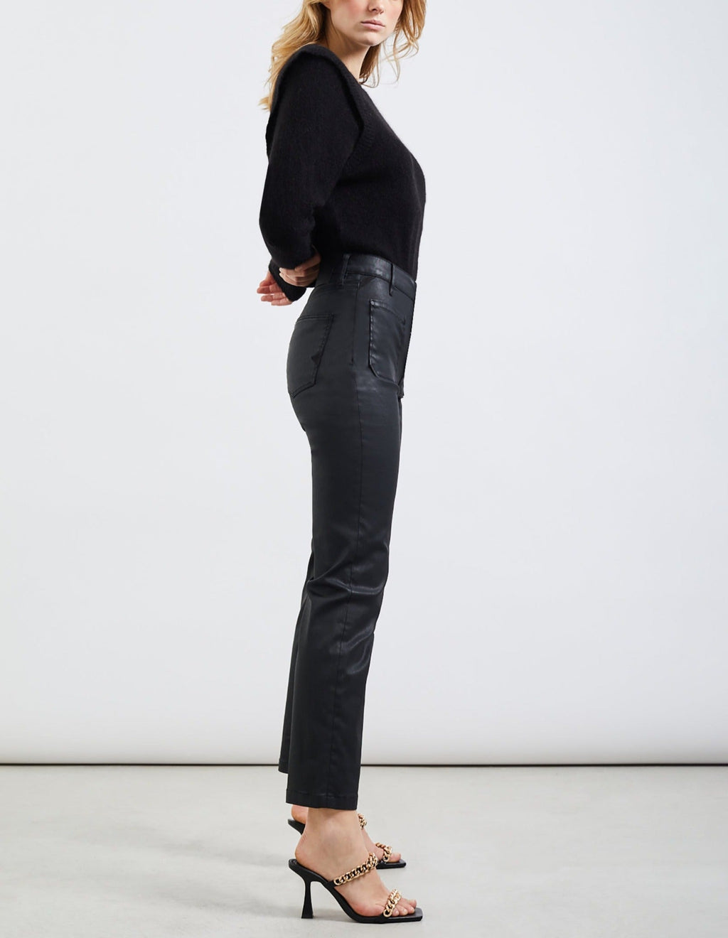 Reiko - Mercy Coated High-Waist Trousers - Black - Women