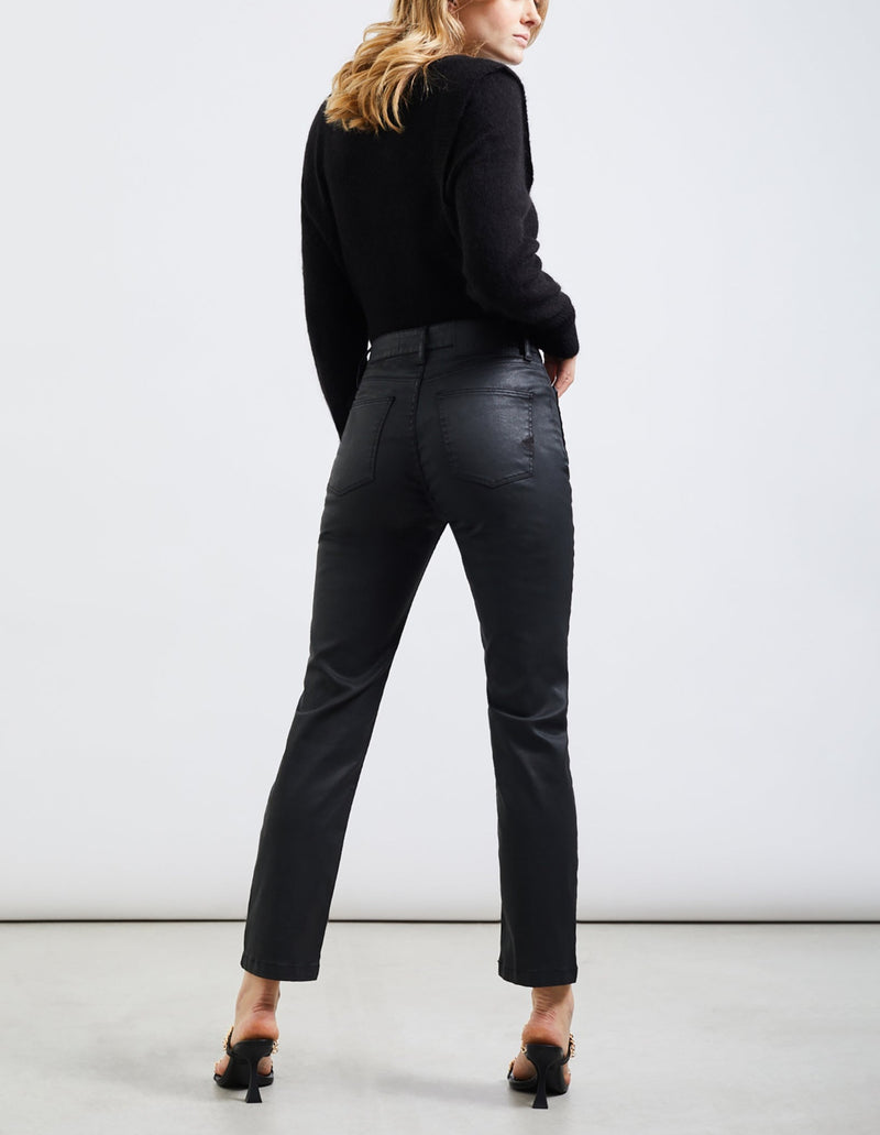 Reiko - Highwaist Mercy Coated Pants - Black - Woman