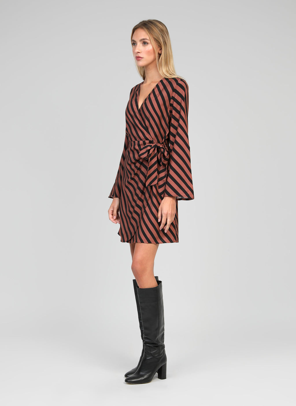 Robe Courte Metaly Stipe Chocolat