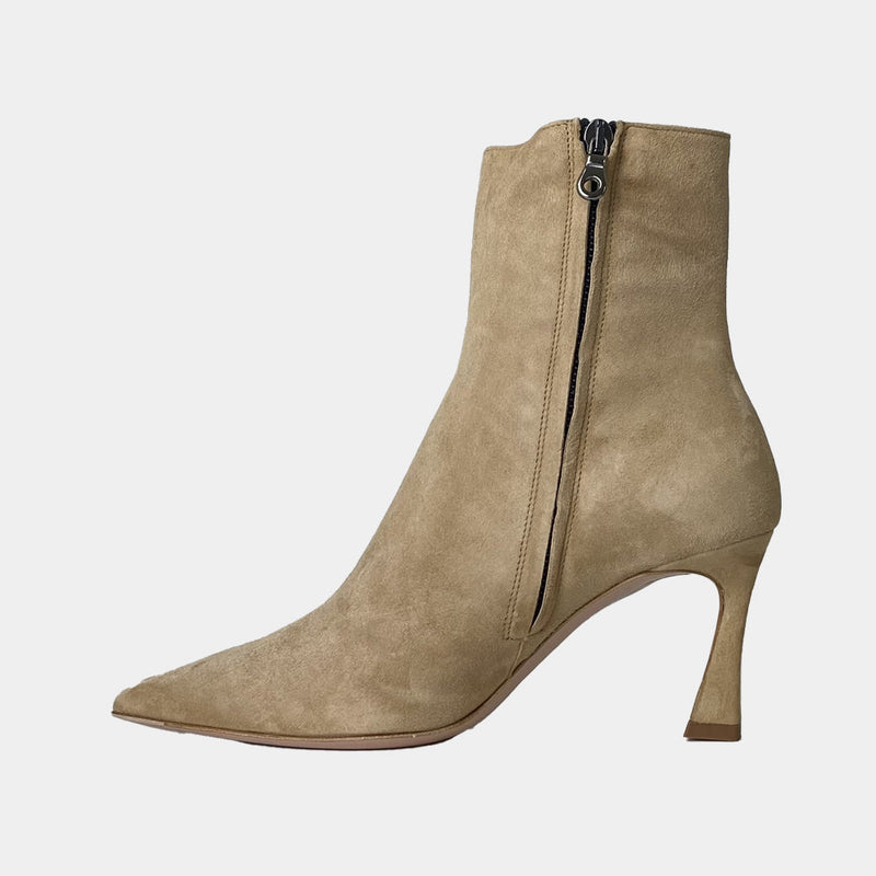 Bottines Ann Tuil Mezzo Bis - Velours Camel Clair (Legno)