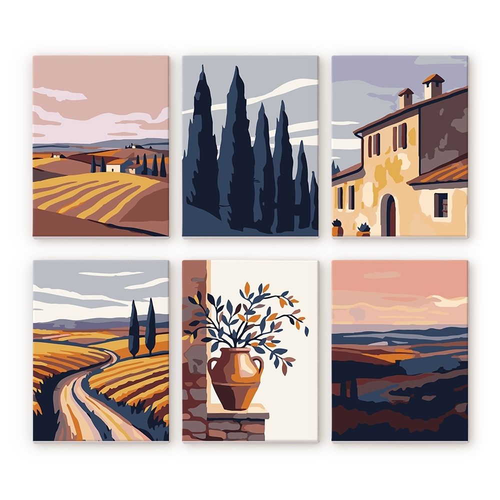 Mini Peinture Par Numéros 15X20Cm (6 Pièces) - Toscane Classique