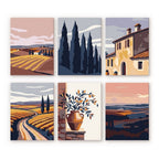 Mini Peinture Par Numéros 15X20Cm (6 Pièces) - Toscane Classique