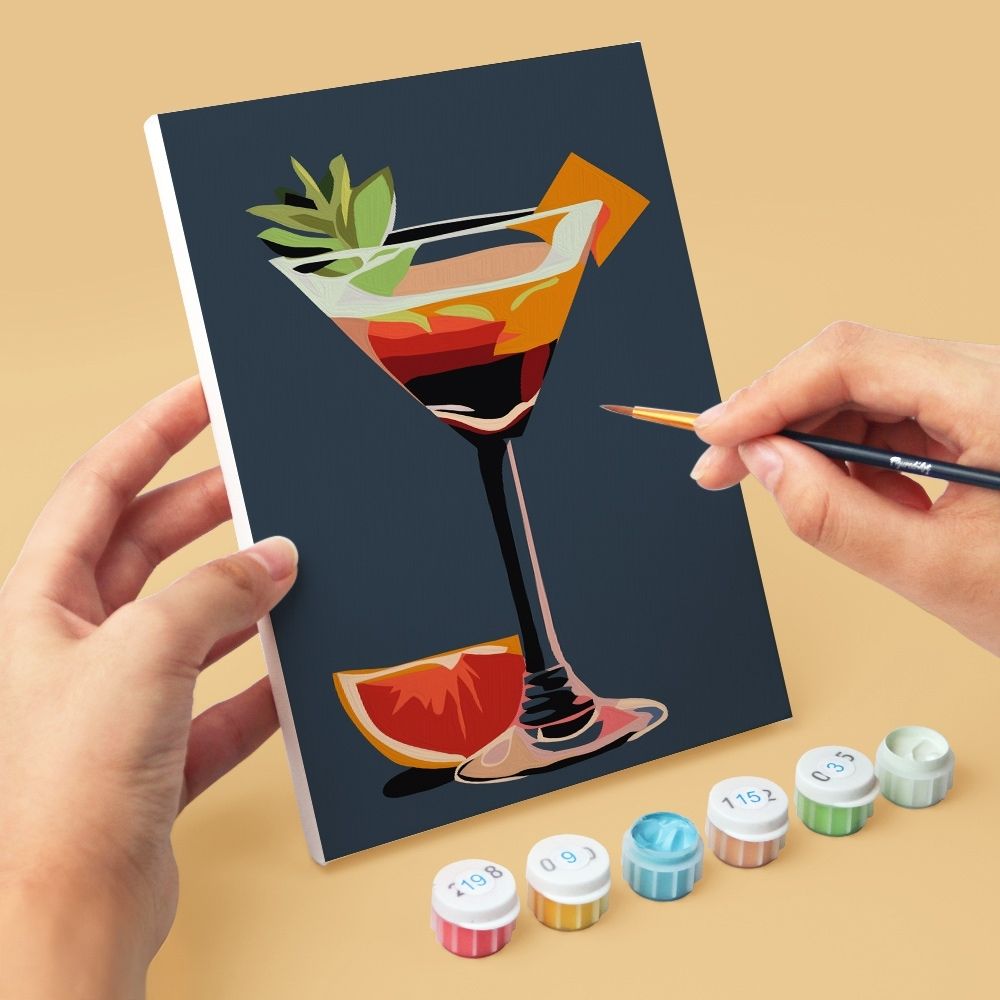 Mini Paint by Numbers 15X20Cm (6 Pieces) - Vibrant Cocktails