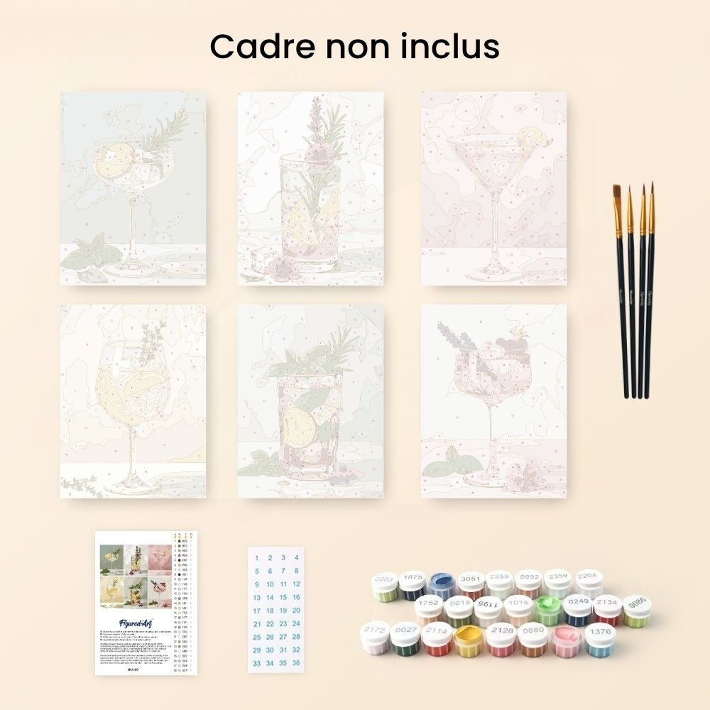 Mini Peinture Par Numéros 15X20Cm (6 Pièces) - Élixir Botanique
