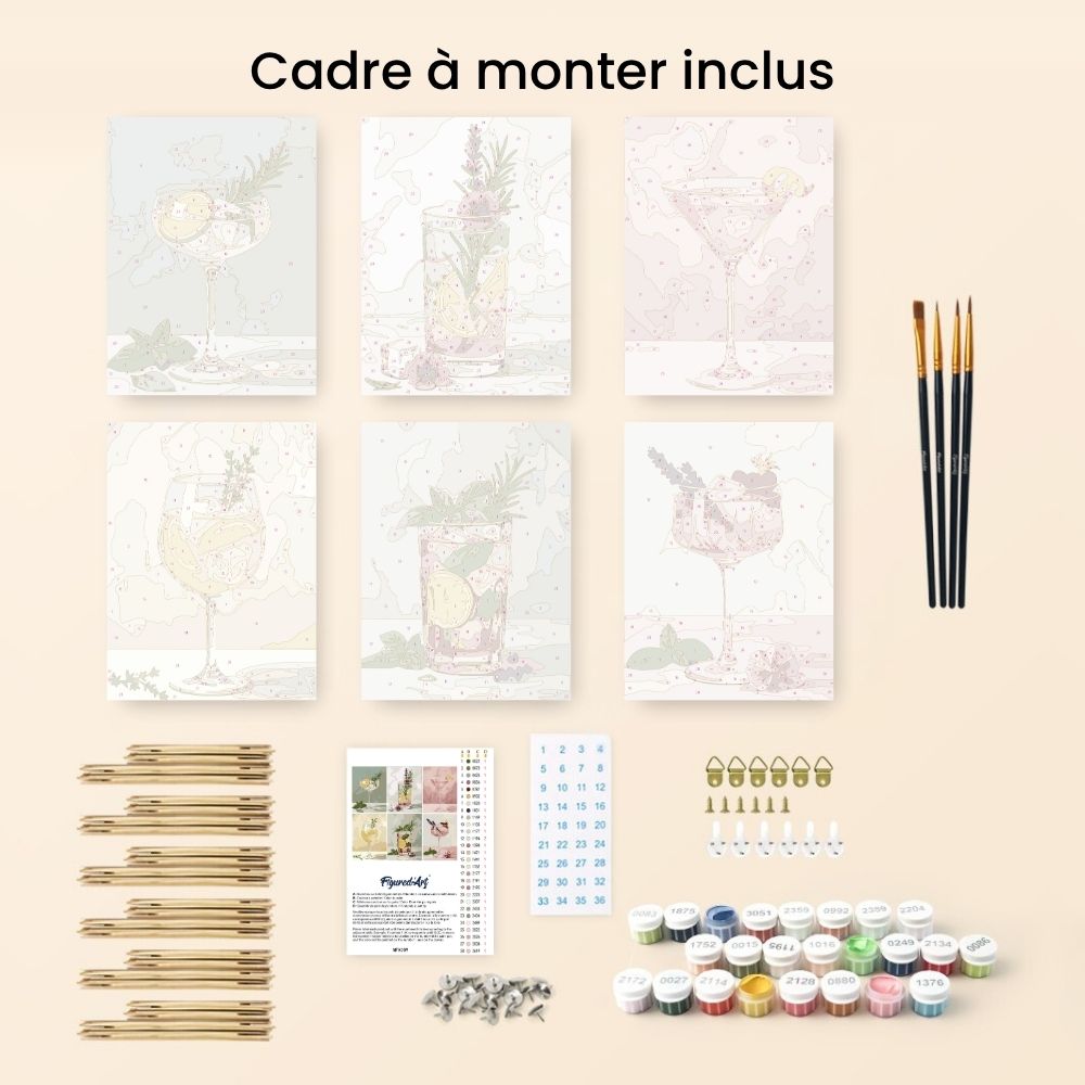 Mini Peinture Par Numéros 15X20Cm (6 Pièces) - Élixir Botanique