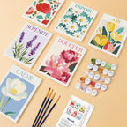 Mini Peinture Par Numéros 15X20Cm (6 Pièces) - Fleurs De Bonheur