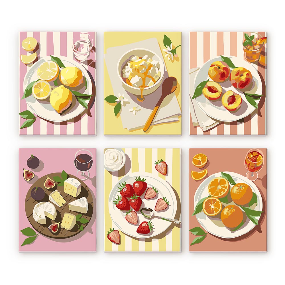 Mini Peinture Par Numéros 15X20Cm (6 Pièces) - Gourmandises D'Été