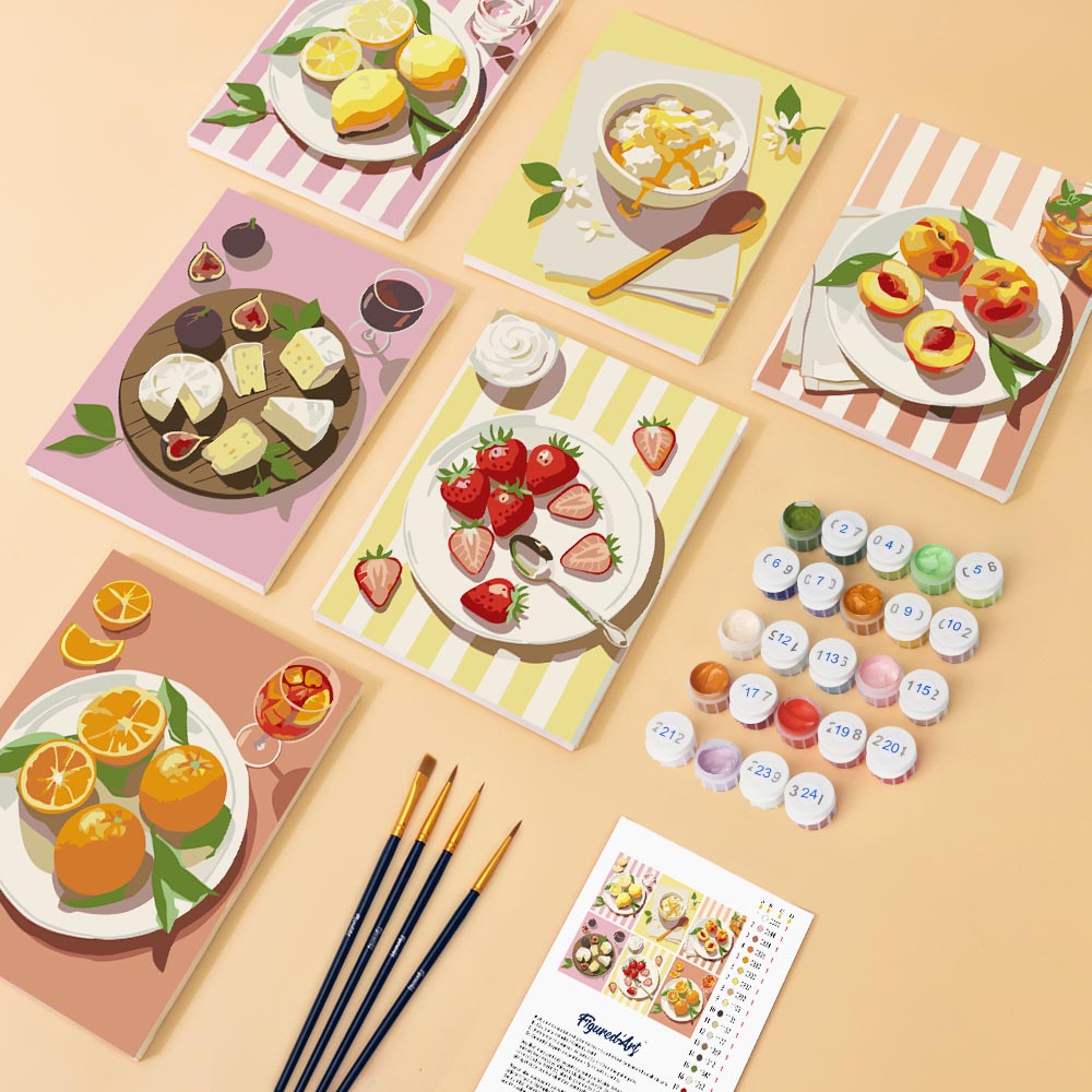 Mini Peinture Par Numéros 15X20Cm (6 Pièces) - Gourmandises D'Été
