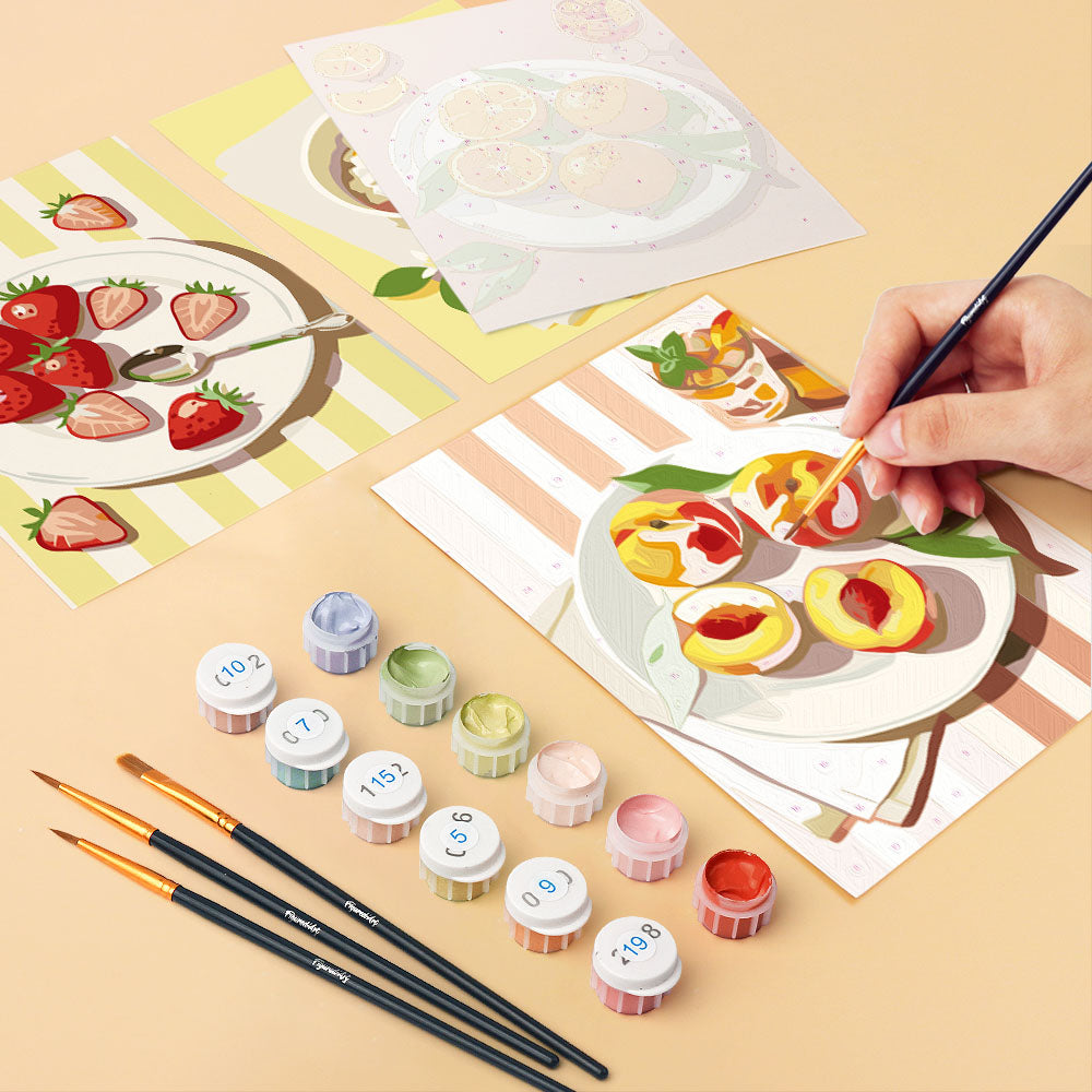 Mini Peinture Par Numéros 15X20Cm (6 Pièces) - Gourmandises D'Été