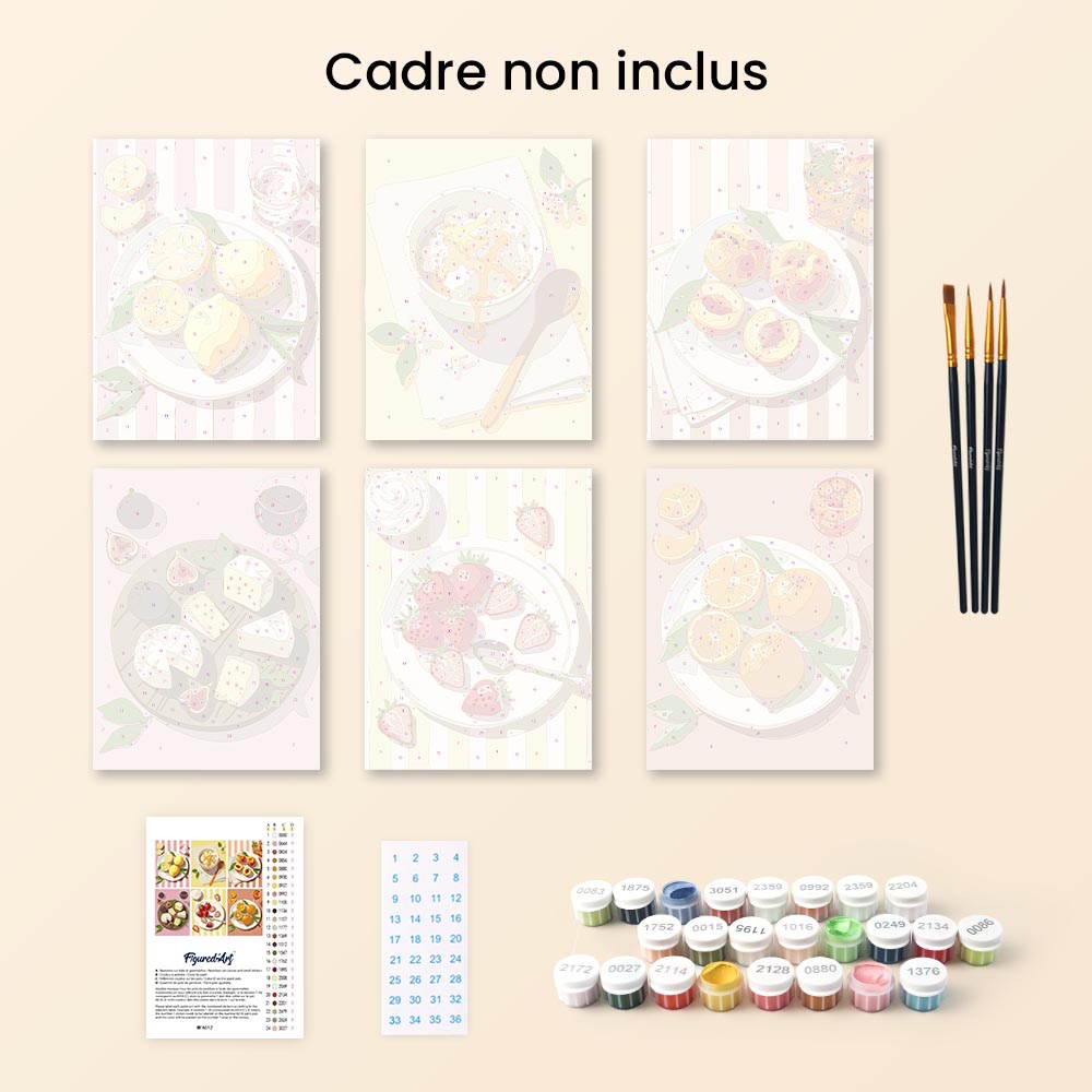 Mini Peinture Par Numéros 15X20Cm (6 Pièces) - Gourmandises D'Été