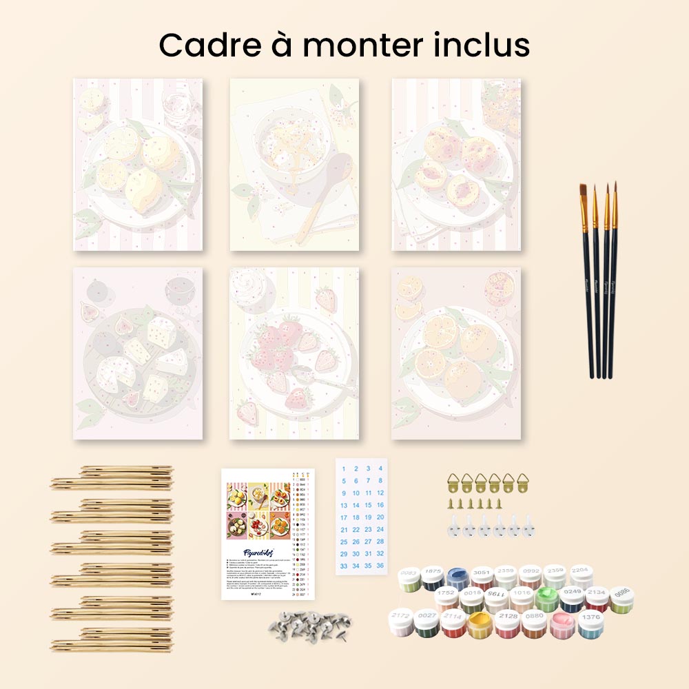 Mini Peinture Par Numéros 15X20Cm (6 Pièces) - Gourmandises D'Été