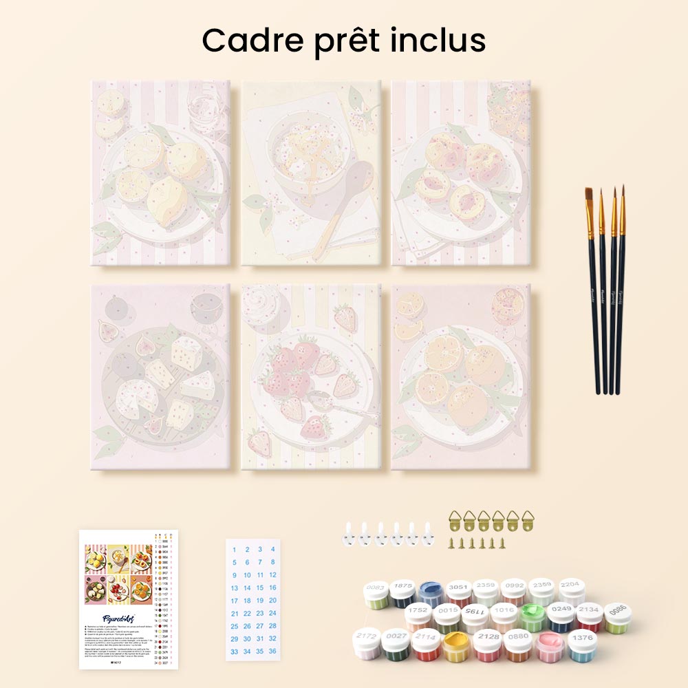 Mini Peinture Par Numéros 15X20Cm (6 Pièces) - Gourmandises D'Été